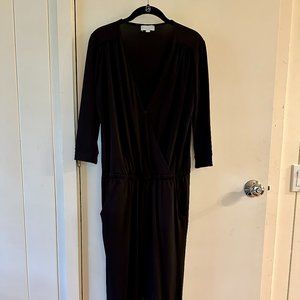 Veronica M Black 3/4 Sleeve Stretch Jumpsuit